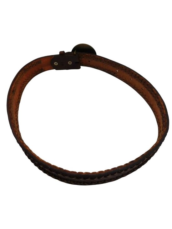 Vintage Tooled Leather Belt With Brass Neptune Meter Co. New York Buckle Size 34 main image 5